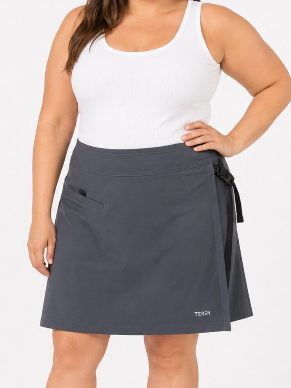 TERRY BICYCLES Charcoal Grey Technical Commuter Cycling Wrap Skirt Size 2X